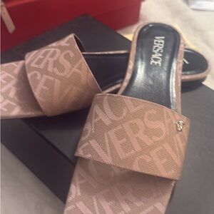 Versace Pink Sandals with Quilted Strap